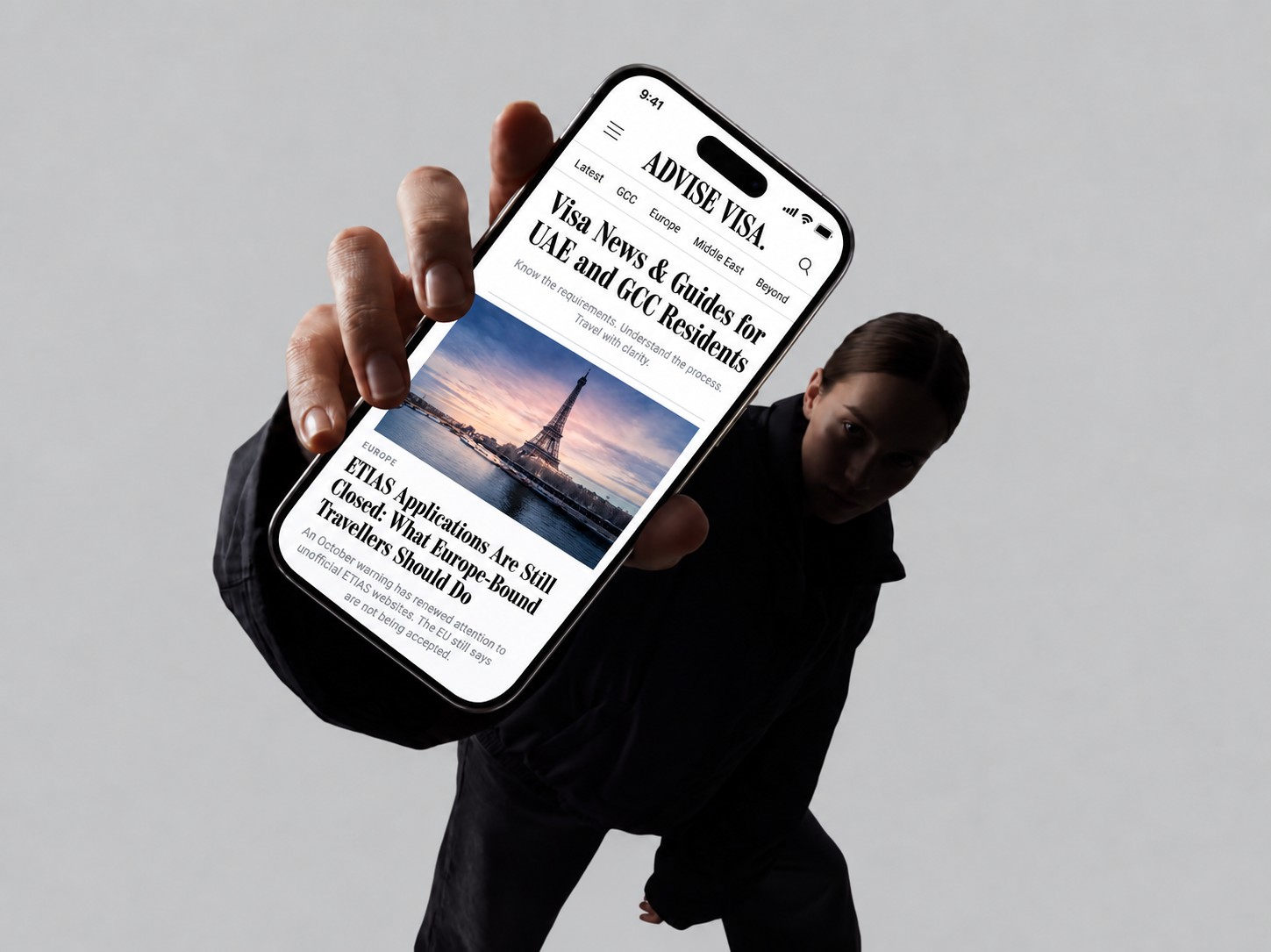 Advise Visa — handheld mockup v2, web design & development by Upform