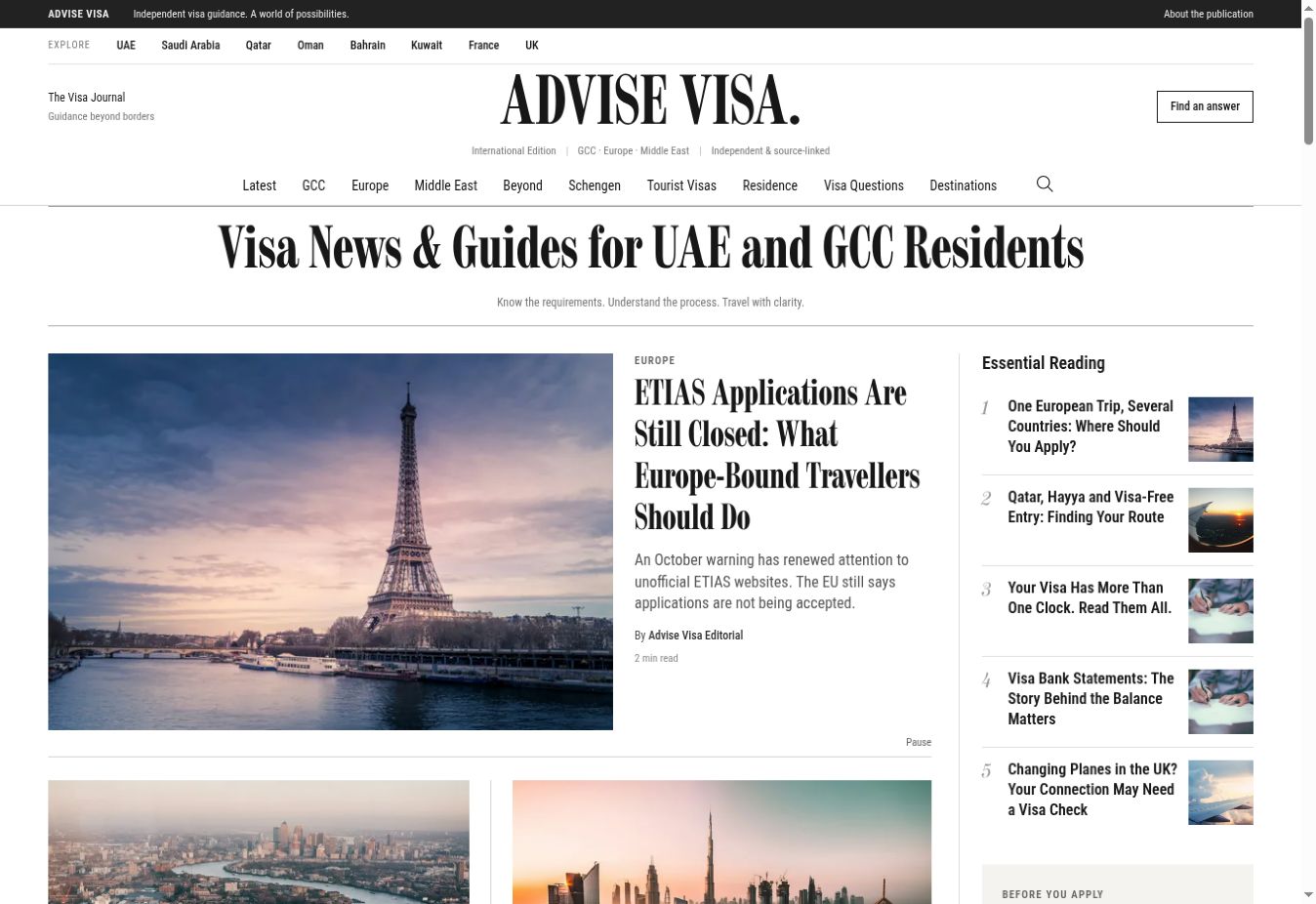 Advise Visa — homepage detail, web design & development by Upform